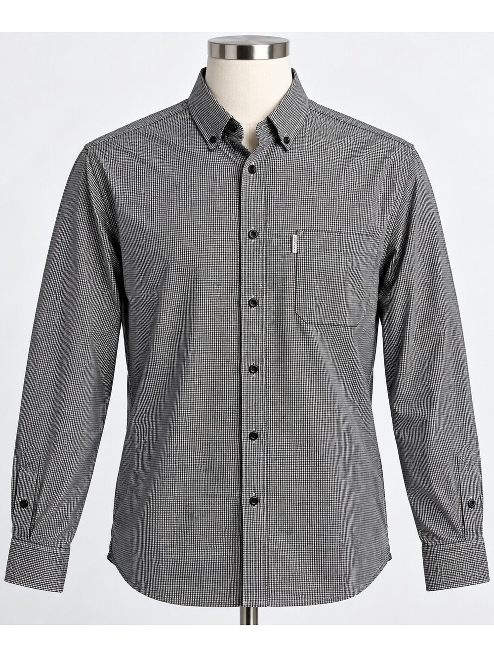 Five Four Men's Black and White Checkered Button-Down Shirt